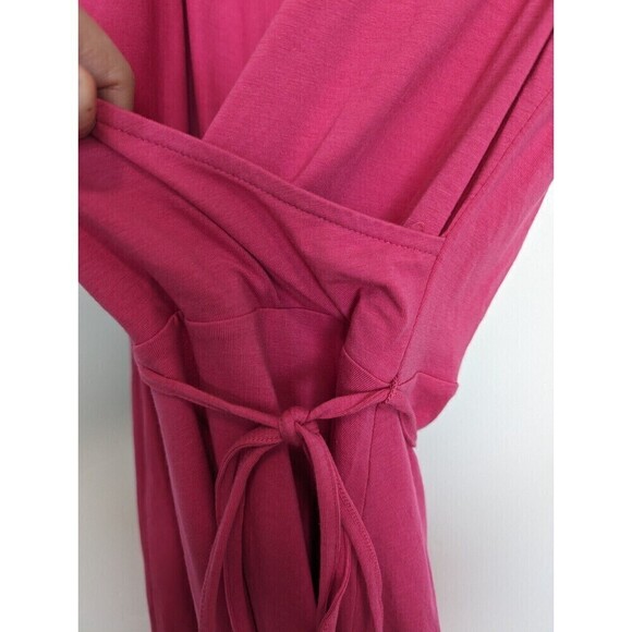 Talbots Faux Wrap Dress Womens Size‎ L Pink Midi Sleeveless Casual Barbie Sun - Picture 4 of 8
